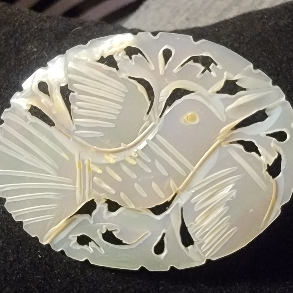 Carved Bird Brooch